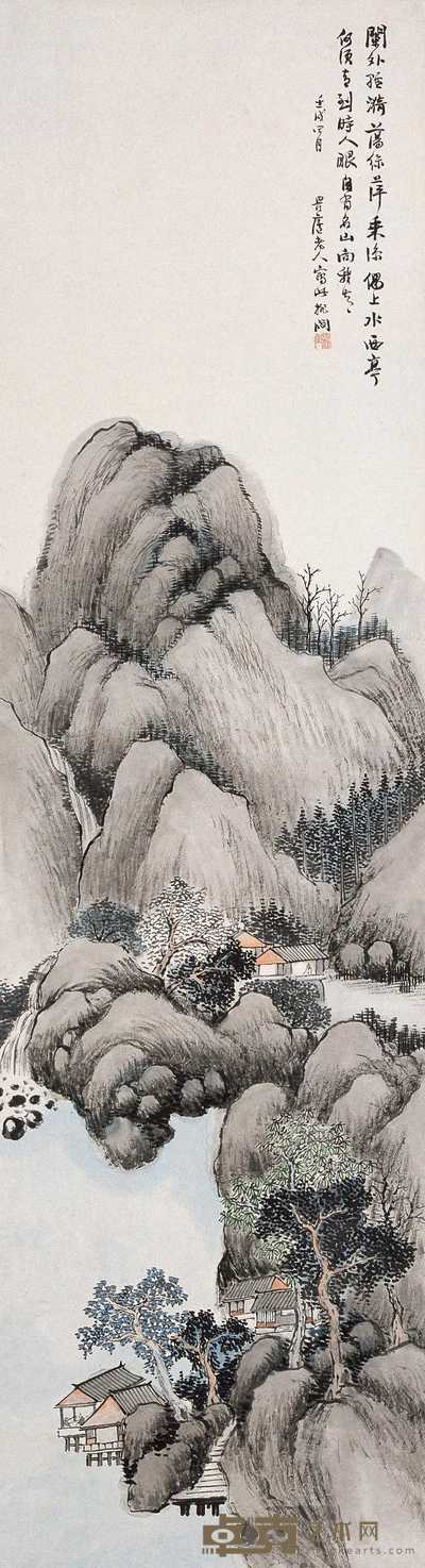 林纾 1922年作 秋山多佳日 镜心 146.5×40cm